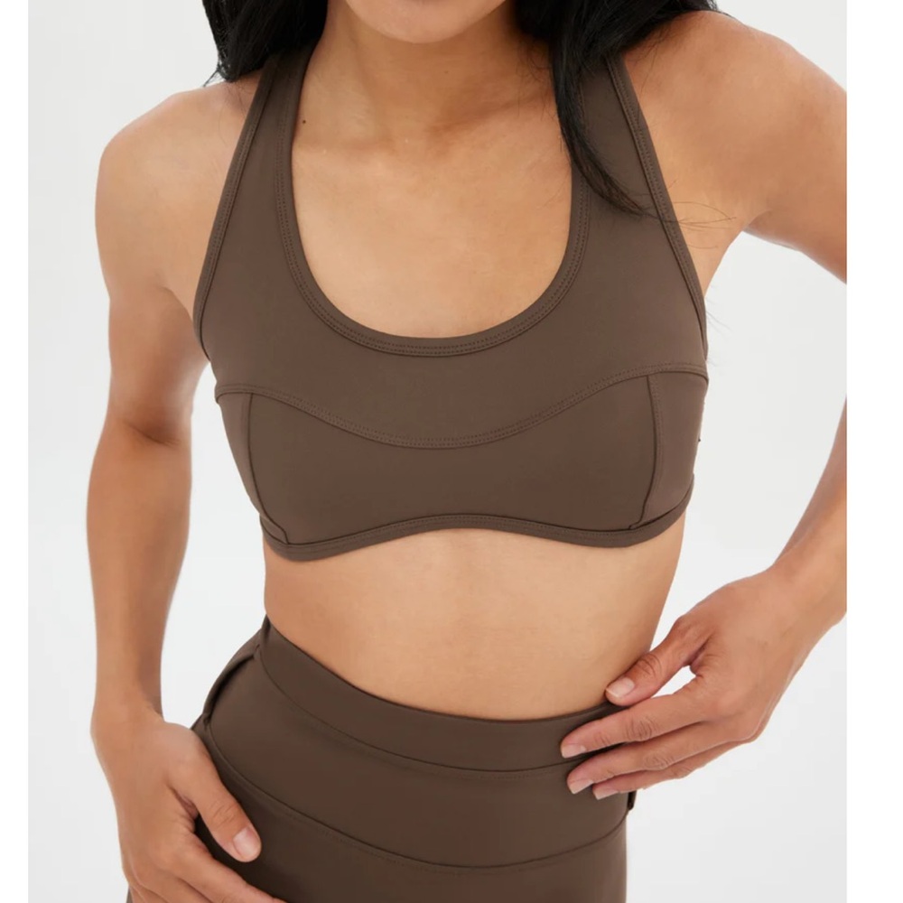 Girlfriend Collective Café Connie Curved Bra Top Small